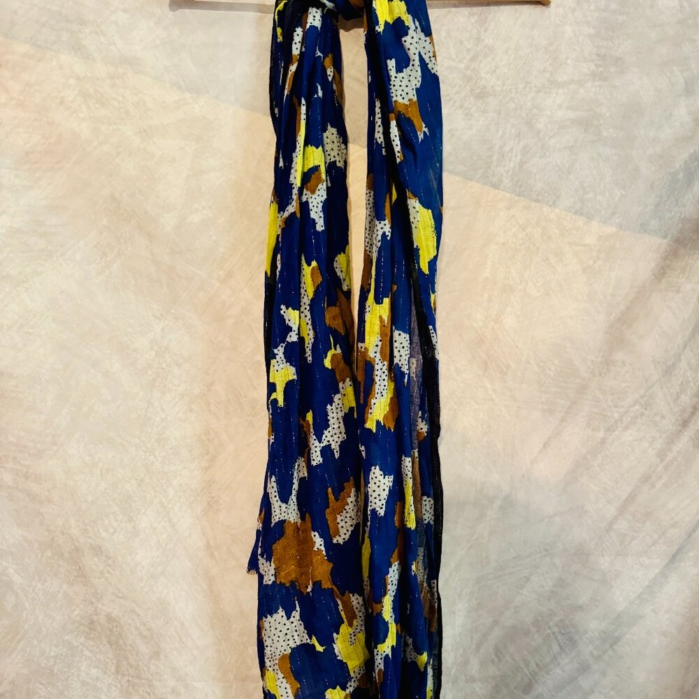 Galeries Layfayette Blue Long Shimmering Scarf / Pashmina / Shawl - New w/ Tags